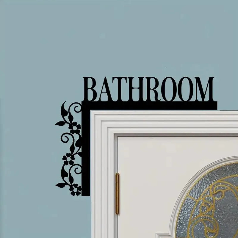 Elegantes Metall Badezimmer Türschild – Wandmontierte Eisen Dekoplakette mit Blumendesign Kaufschwan®