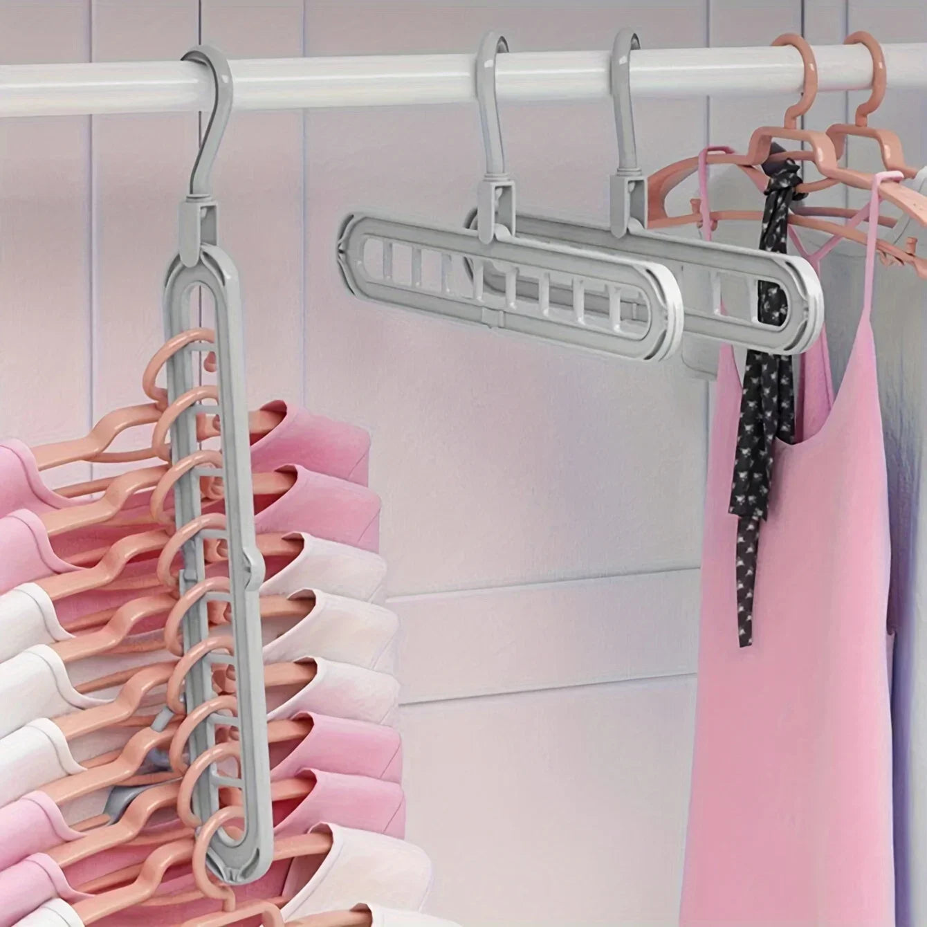 Kunststoff 9 Loch Faltbare Kleiderbügel – Robuster Platzsparender Organizer für Kleiderschrank und Garderobe Kaufschwan®