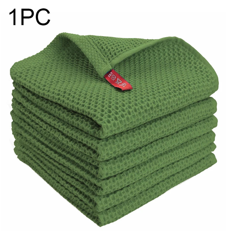 100% Baumwolle Küchentuch – Ultra Weiches Waffel Honigwaben Reinigungstuch | Saugfähiges Küchenzubehör für Haushalt Kaufschwan® Grün 34x34cm