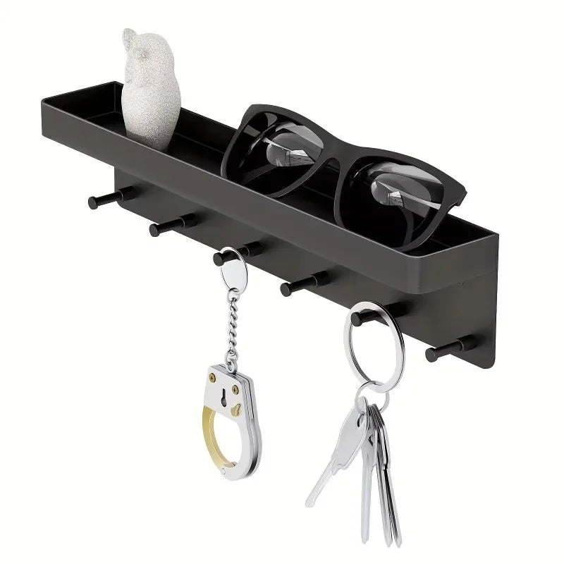 Wand Schlüsselhalter & Postablage – Wandregal mit 6 Haken | Multifunktionaler Organizer für Küche, Bad & Eingangsbereich Kaufschwan®