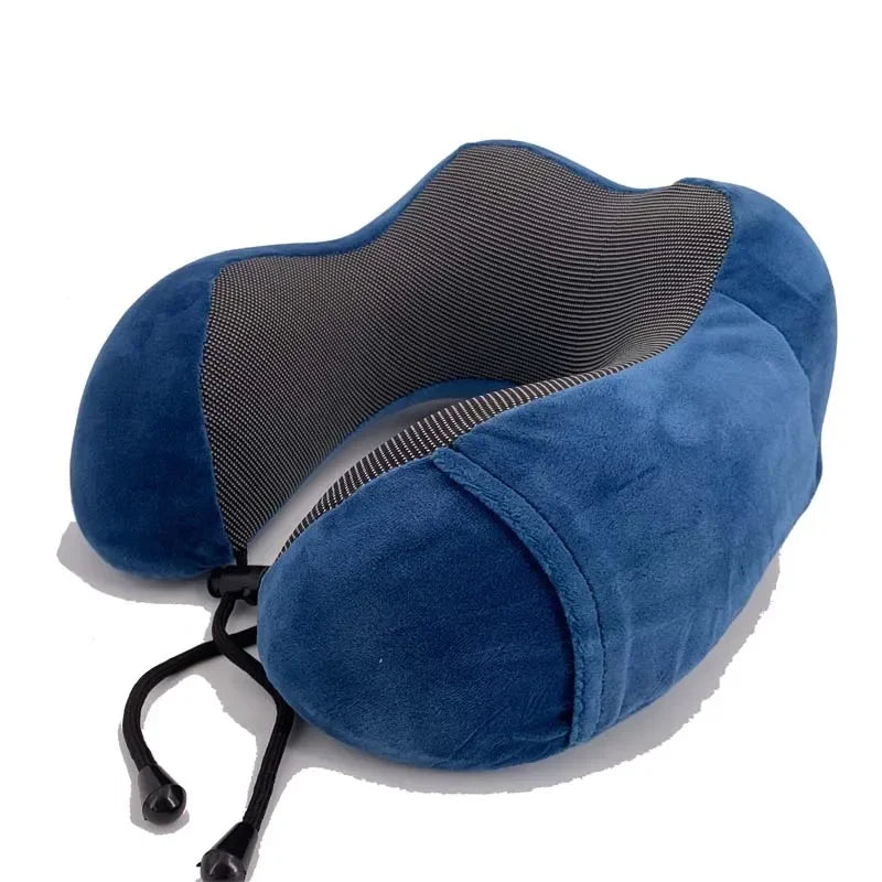 U Förmiges Memory Foam Nackenkissen – Weiches Reisekissen für Flugzeug und Nackenstütze Kaufschwan® Blau 30cmx25cm