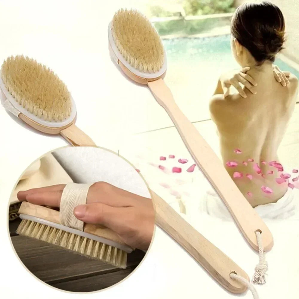 Naturborsten Rückenbürste – Abnehmbarer Langer Holzgriff Trocken Körper Massagebürste Kaufschwan®