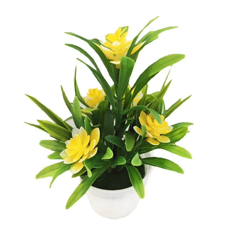 Künstliche Blumen im Blumentopf – Realistische Kunststoff-Bonsais für Zuhause, Büro & Hochzeit | Dekorative Kunstblumen & Geschenkidee Kaufschwan® Gelb
