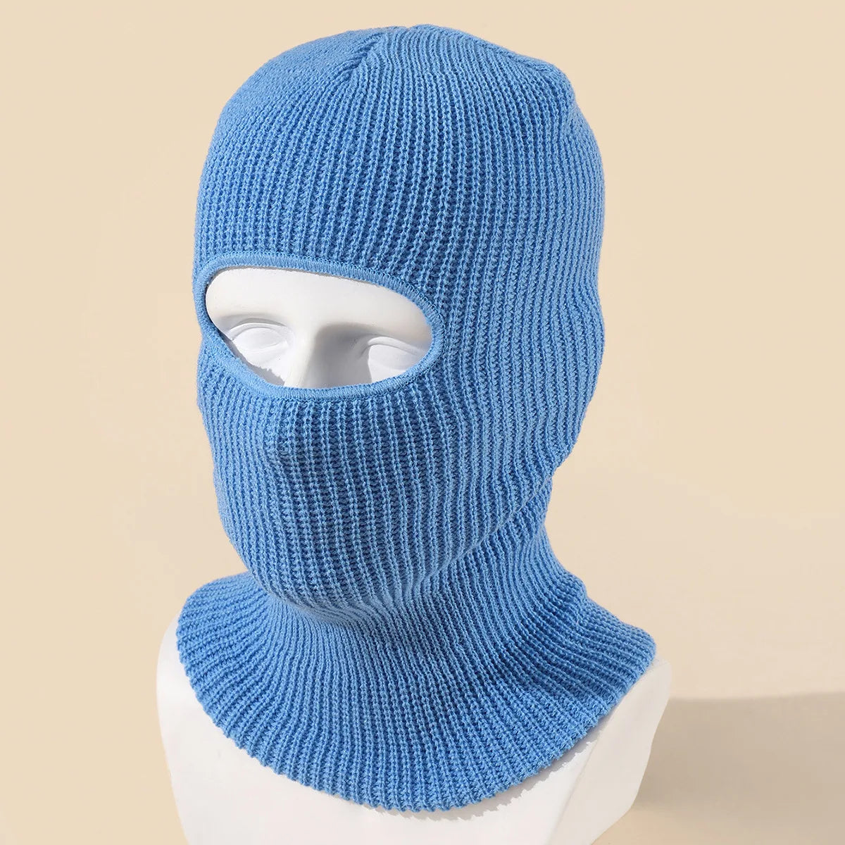 Unisex 1-Loch Skimaske Balaclava – Gestrickte Vollgesichts-Beanie Mütze | Winddichte Wintermütze für Damen & Herren beim Radfahren & Outdoor Kaufschwan® Blau 54-59cm