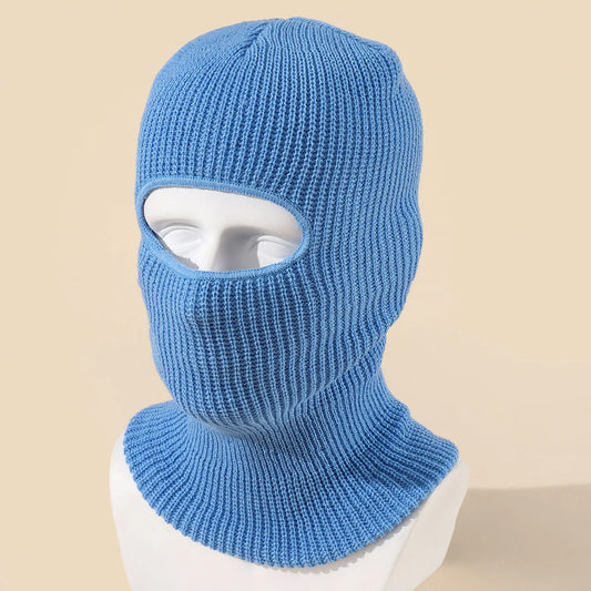 Unisex 1-Loch Skimaske Balaclava – Gestrickte Vollgesichts-Beanie Mütze | Winddichte Wintermütze für Damen & Herren beim Radfahren & Outdoor Kaufschwan® Blau 54-59cm
