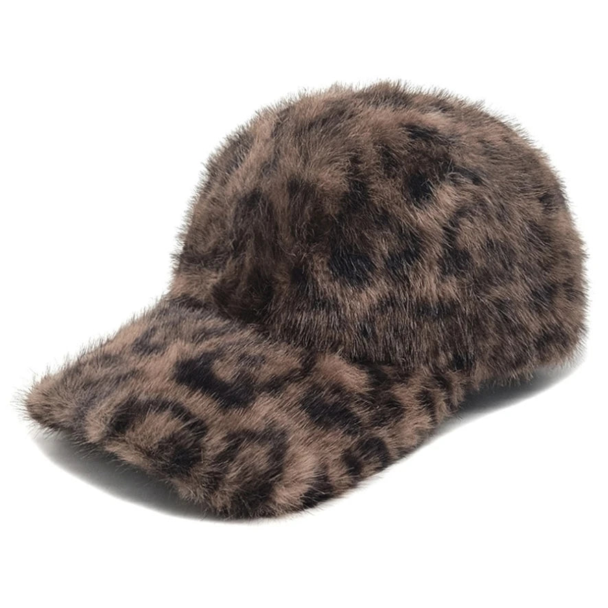 Leopard Print Plüsch Baseballkappe für Damen | Leicht, Verstellbar Herbst/Winter Baseballcap Kaufschwan®