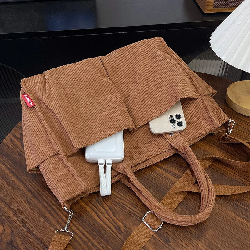 Warme Cord Tote Tasche – Geräumige Shopping Handtasche | Stilvolle & Praktische Schultertasche Lässige Minimalistische Crossbody Tasche Kaufschwan®
