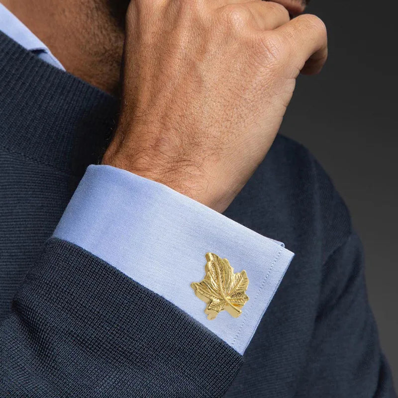 Herren Manschettenknöpfe – Ahornblatt Design | Elegante Metall Ärmelknöpfe im Retro-Stil für Hemden & Geschenke Kaufschwan®