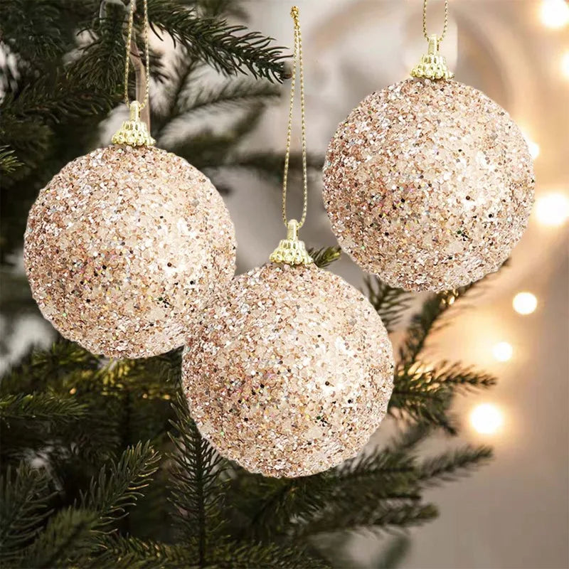 6–30 Stück Champagner Gold Glitzer Weihnachtskugeln – 6CM Christbaumkugeln | Festliche Deko für Weihnachten & Neujahr Kaufschwan®
