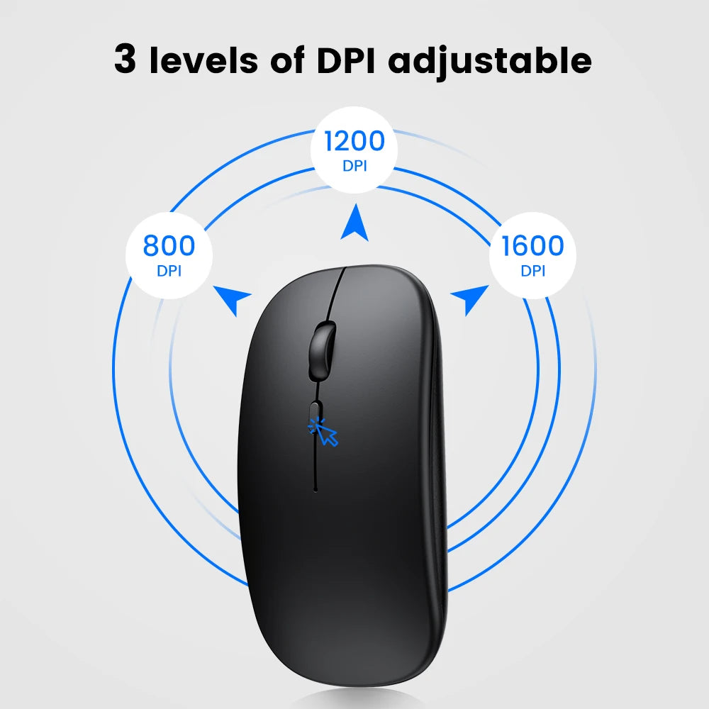 Wiederaufladbare Kabellose Bluetooth Maus – Ergonomische Mini USB 2.4GHz Leise Optische Maus für Laptop, PC & MacBook Kaufschwan®