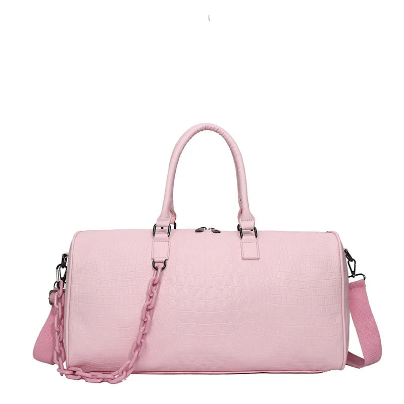 Damen Reisetasche/Handtasche – Große Wasserdichte PU Schultertasche für Business | Candy Color Gym Crossbody Pendler Tasche Kaufschwan® Hellrosa
