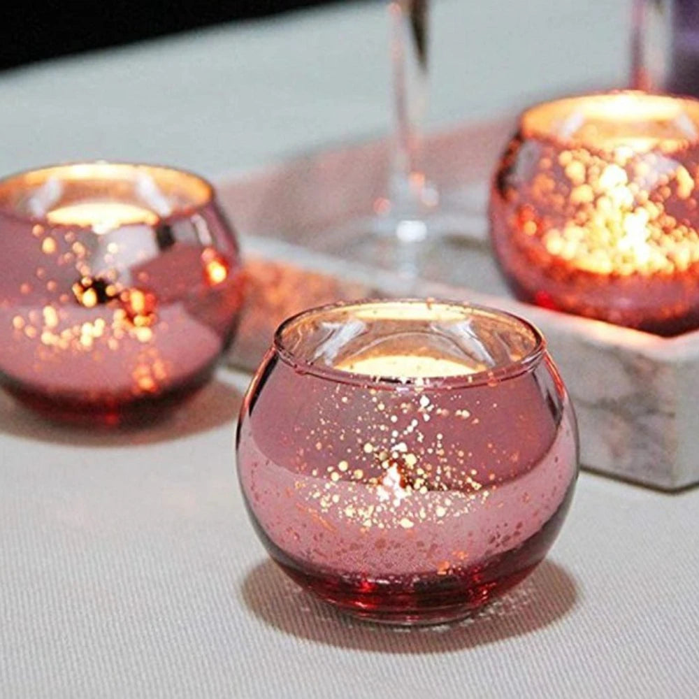 6 / 12 Stück Mercury Glas Teelichthalter – Bunte Kreative Kerzenhalter für Wohndeko, Hochzeit & Party Tischdekoration Kaufschwan®