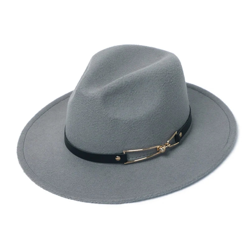Winter Filz Fedora Hut – Herren Imitationswolle Kirchenhut, Herbst Mode Breiter Zylinderhut, Damen Filzhut Kaufschwan® Grau