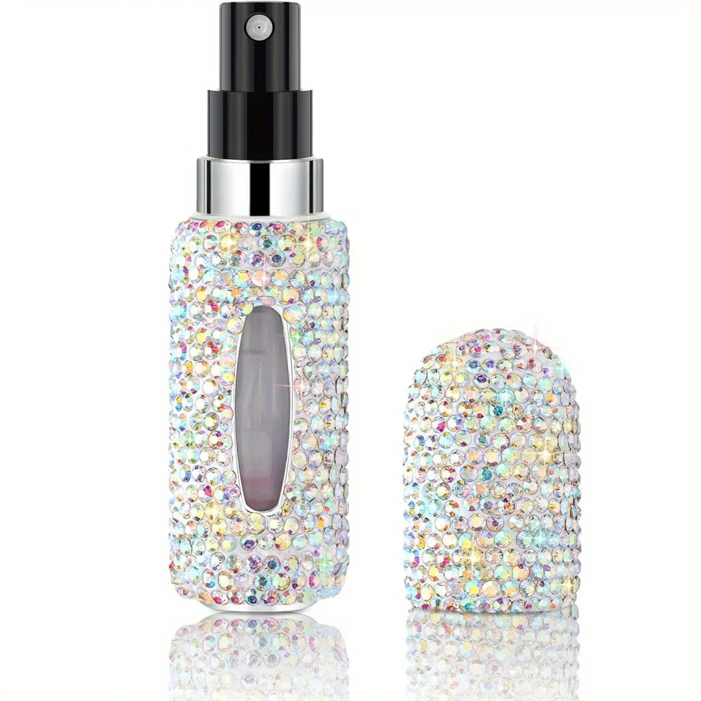 Bling Parfüm Zerstäuber mit Strass – 5ml Nachfüllbare Reise-Sprayflasche | Mini Tragbarer Parfümspender & Geschenk Kaufschwan® Glitzer 5ml