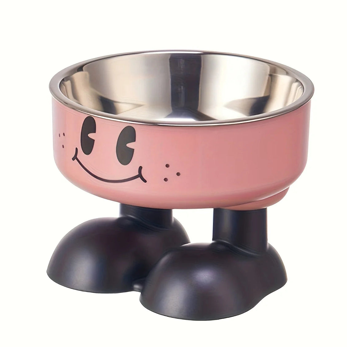 Erhöhter Smiley Haustiernapf – Edelstahl Futterschüssel mit Standfüßen Kaufschwan® Rosa
