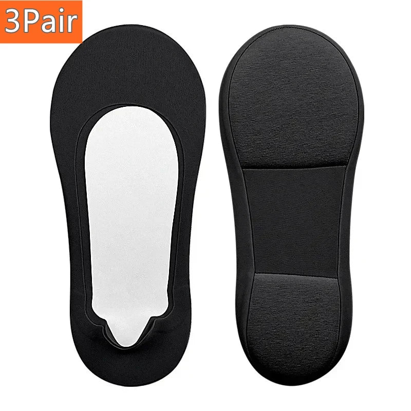 Damen Bootsocken mit Einlegesohle – Unsichtbare Plantarfasziitis Socken mit Stoßdämpfung & Rutschfestem Pad Kaufschwan® Schwarz - 3 Paar EU35-44
