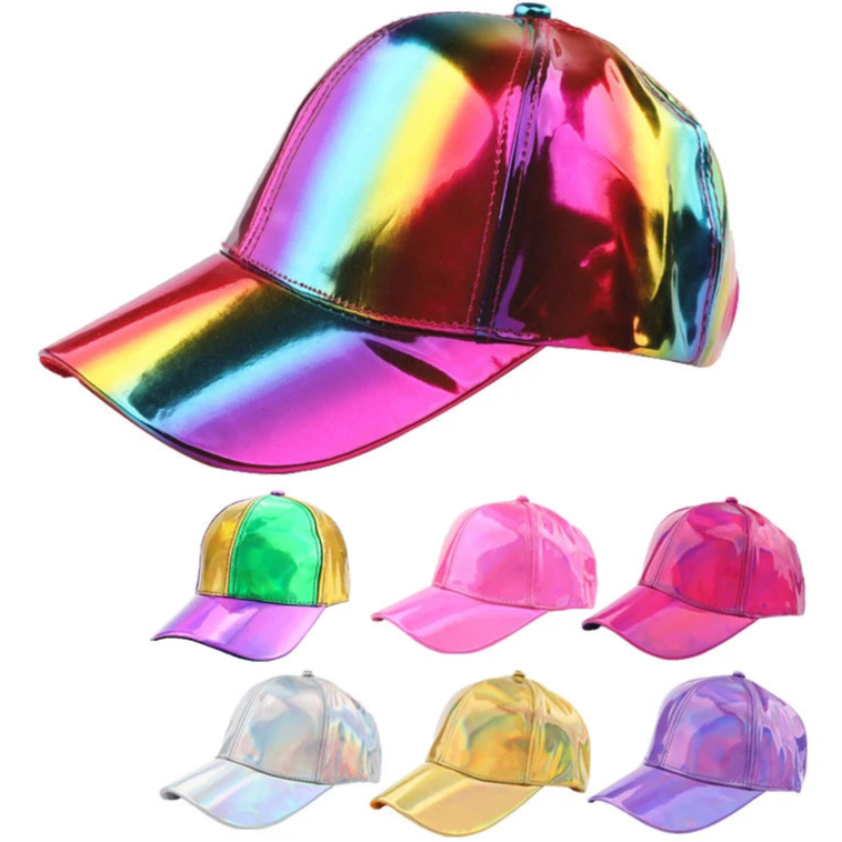 Unisex PU Rainbow Farbwechsel Baseballkappe | Fashion Erwachsenen Laser Hip Hop Baseballcap | Outdoor Freizeit Snapback Glänzende Party Kappe Kaufschwan®