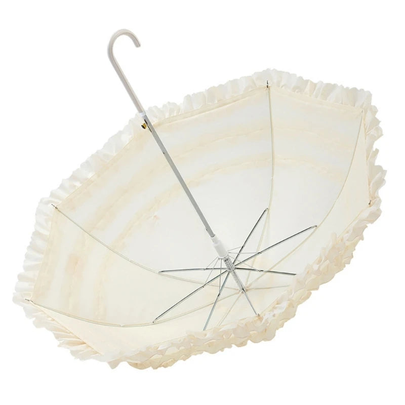 Leichter Sommer & Regen Spitzen Schirm – Sommer Lolita Spitzen-Parasol – Femininer Damen Sonnenschirm, Niedlicher Haushalts-Schirm für Sonne & Stil Kaufschwan®