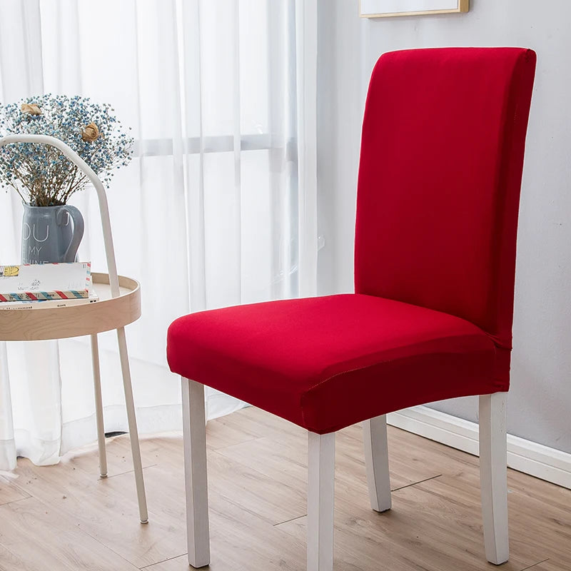 Einfarbige Milk Silk Stuhlbezüge – Elastische Stuhlüberzüge als Schutz für Wohnzimmer, Hochzeit, Esszimmer, Bankett & Büro Kaufschwan® Rot 2 Stück
