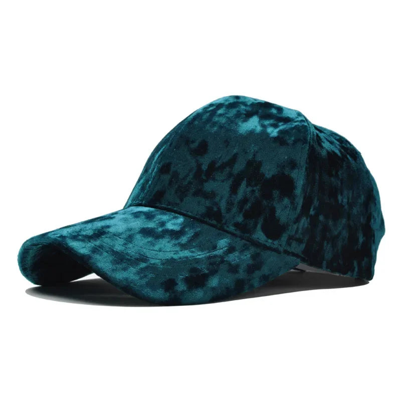 Velvet Baseballkappe | Unisex Herbst & Winter Fashion Cap | Lässiger Gebogener Schirm Hip-Hop Baseballcap Kaufschwan® Grün Einstellbar