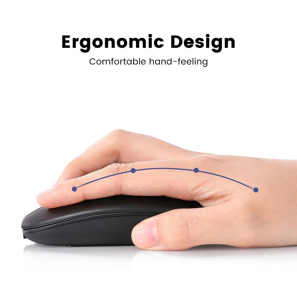 Wiederaufladbare Kabellose Bluetooth Maus – Ergonomische Mini USB 2.4GHz Leise Optische Maus für Laptop, PC & MacBook Kaufschwan®