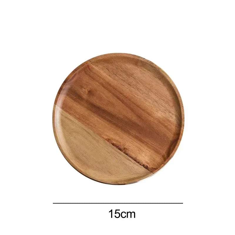 15–25cm Rundes Holztablett aus Naturholz – Snack- & Obstplatte | Kuchen-, Dessert- & Nussschale Tischgeschirr Kaufschwan® 15cm