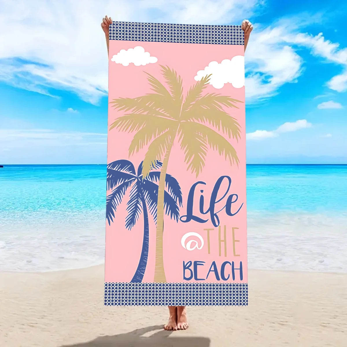 Ultrafeines Mikrofaser Strandtuch – Schnell Trocknend & Saugfähig | Multifunktionales Handtuch für Schwimmen, Yoga, Reisen & Camping Kaufschwan® Rosa-Weiß 180x90cm