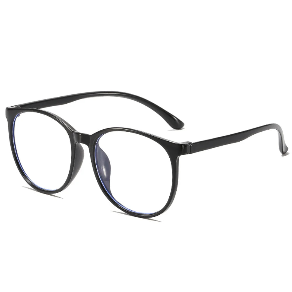 Transparente Große Damenbrille – Runde Anti-Blau-Licht Computerbrille | Flache Optische Gläser für Augenschutz & Alltag Kaufschwan® Schwarz