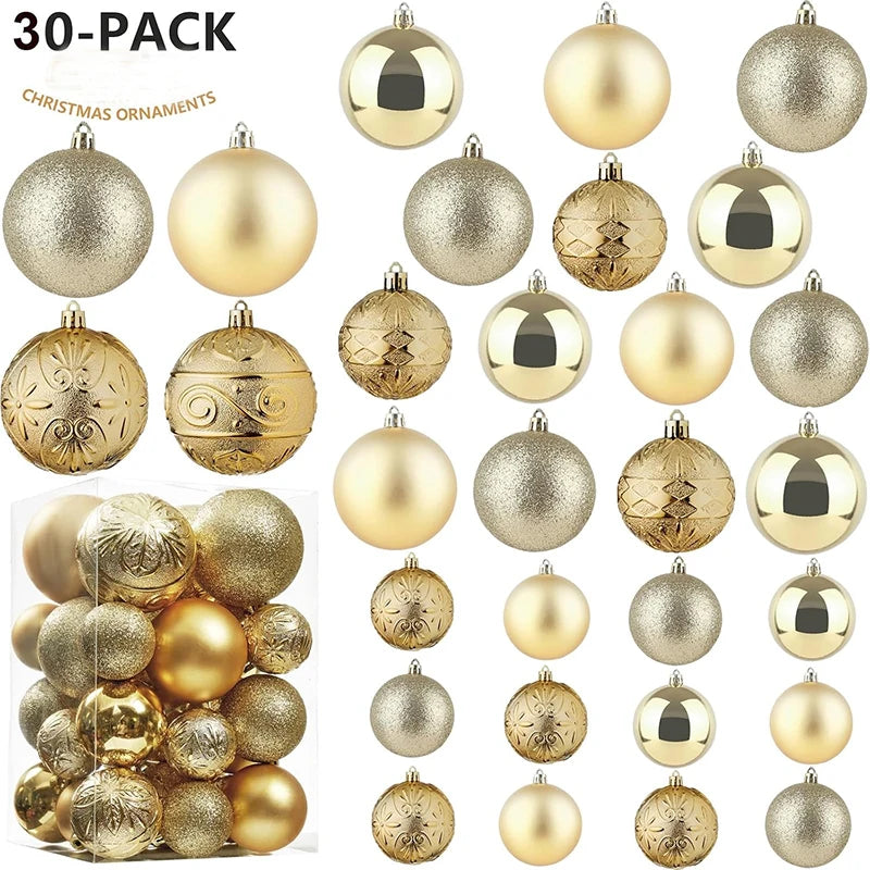 30 Stück Weihnachtskugeln – 4/6/8CM Bruchsichere Kunststoff Kugeln | Weihnachtsbaum Deko für Zuhause & Neujahr Kaufschwan®