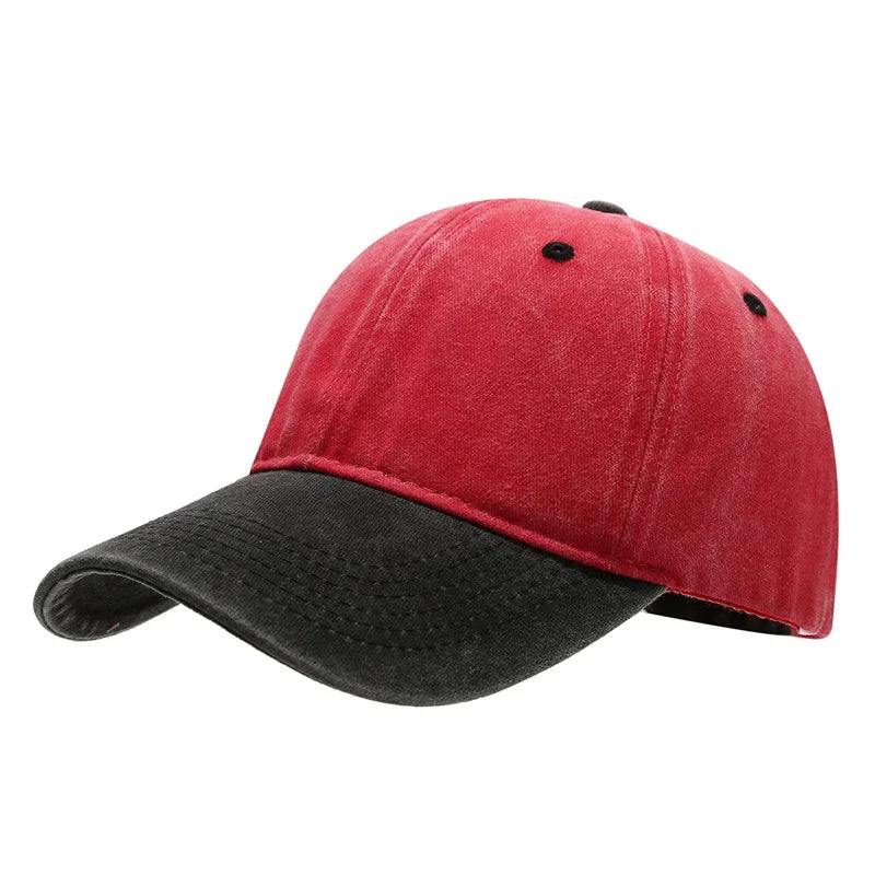 Vintage Washed Baseballkappe | Herren & Damen Farblich Abgestimmte Baseballcap | Lässige Snapback Hip Hop Baseballcap für Frühling & Sommer Kaufschwan® Schwarz und Rot