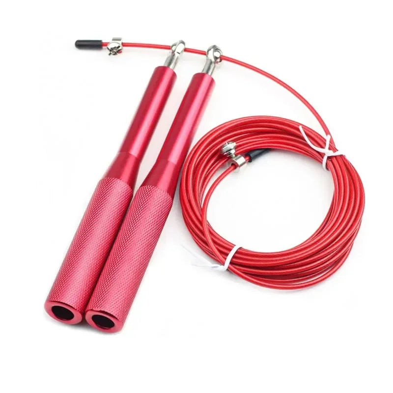 Hochgeschwindigkeits Springseil aus Stahl – Verstellbares Drahtseil mit Aluminiumgriff | Robustes Speed Springseil für Fitness & Sport Kaufschwan® Rot