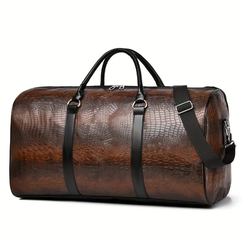Große Retro Reisetasche mit Krokodilprägung – Robuste Unisex Duffle Bag für Urlaub & Reisen | Vielseitiges Geschenk für Damen & Herren Kaufschwan®