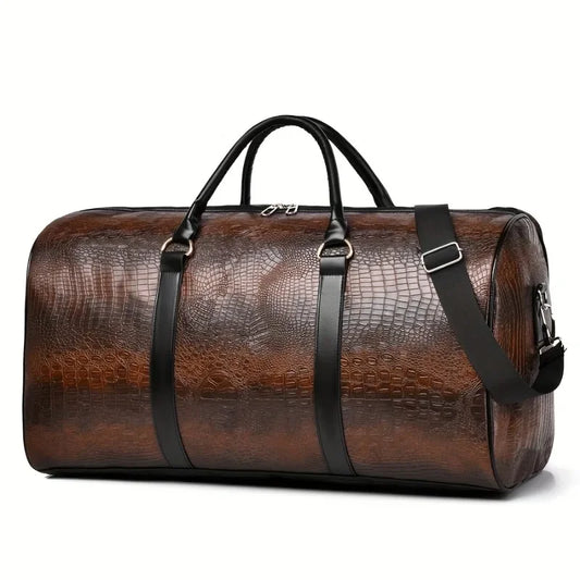 Große Retro Reisetasche mit Krokodilprägung – Robuste Unisex Duffle Bag für Urlaub & Reisen | Vielseitiges Geschenk für Damen & Herren Kaufschwan®