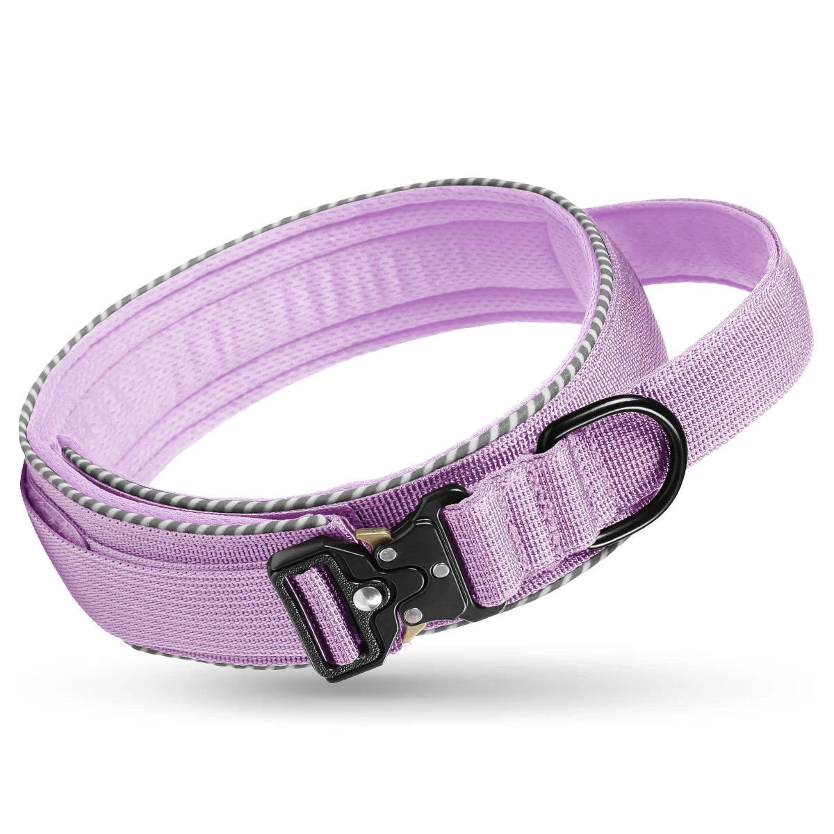Hundehalsband mit Griff Verstellbar Militär Nylon Trainingshalsband mit Starker Schnalle Kaufschwan® Lila M