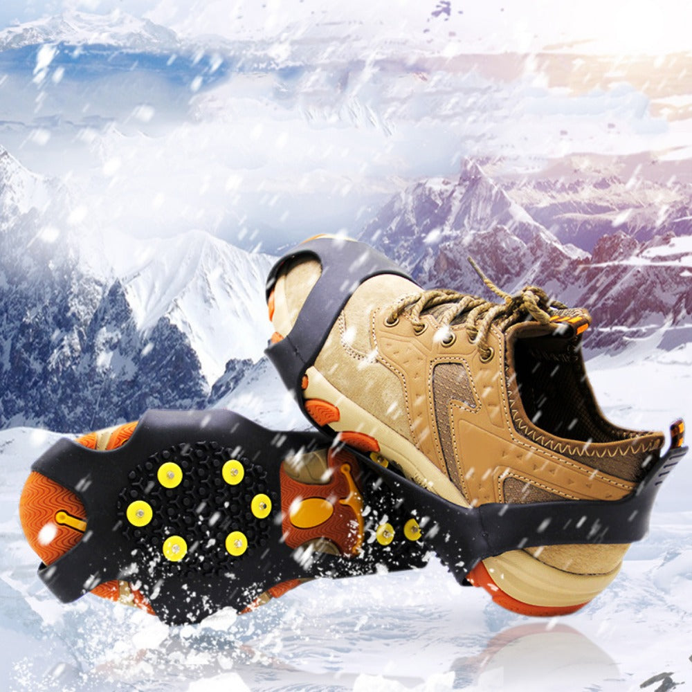 10 Zacken Schnee & Eis Anti-Rutsch Schuhspikes – Thermoplastische Elastomer Steigeisen Überzüge für Winter Wandern & Klettern Kaufschwan®