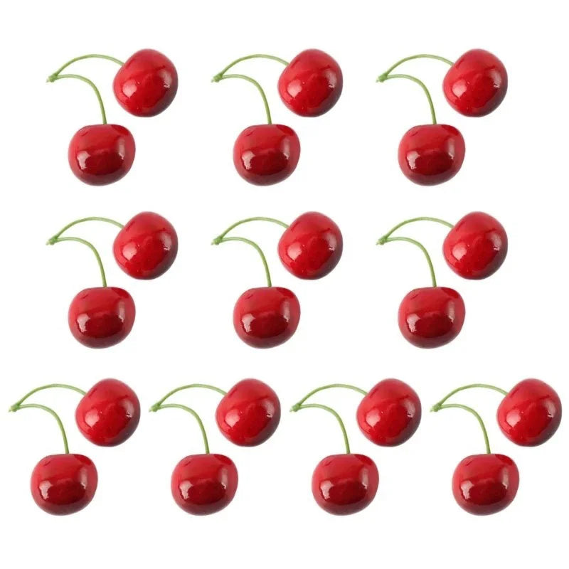 10 / 20 Stück Künstliche Schaumstoff Früchte & Gemüse – Apfel, Birne, Pfirsich & Banane Dekoration für Weihnachten & Hochzeit Kaufschwan® Kirsche 4 20 Stück