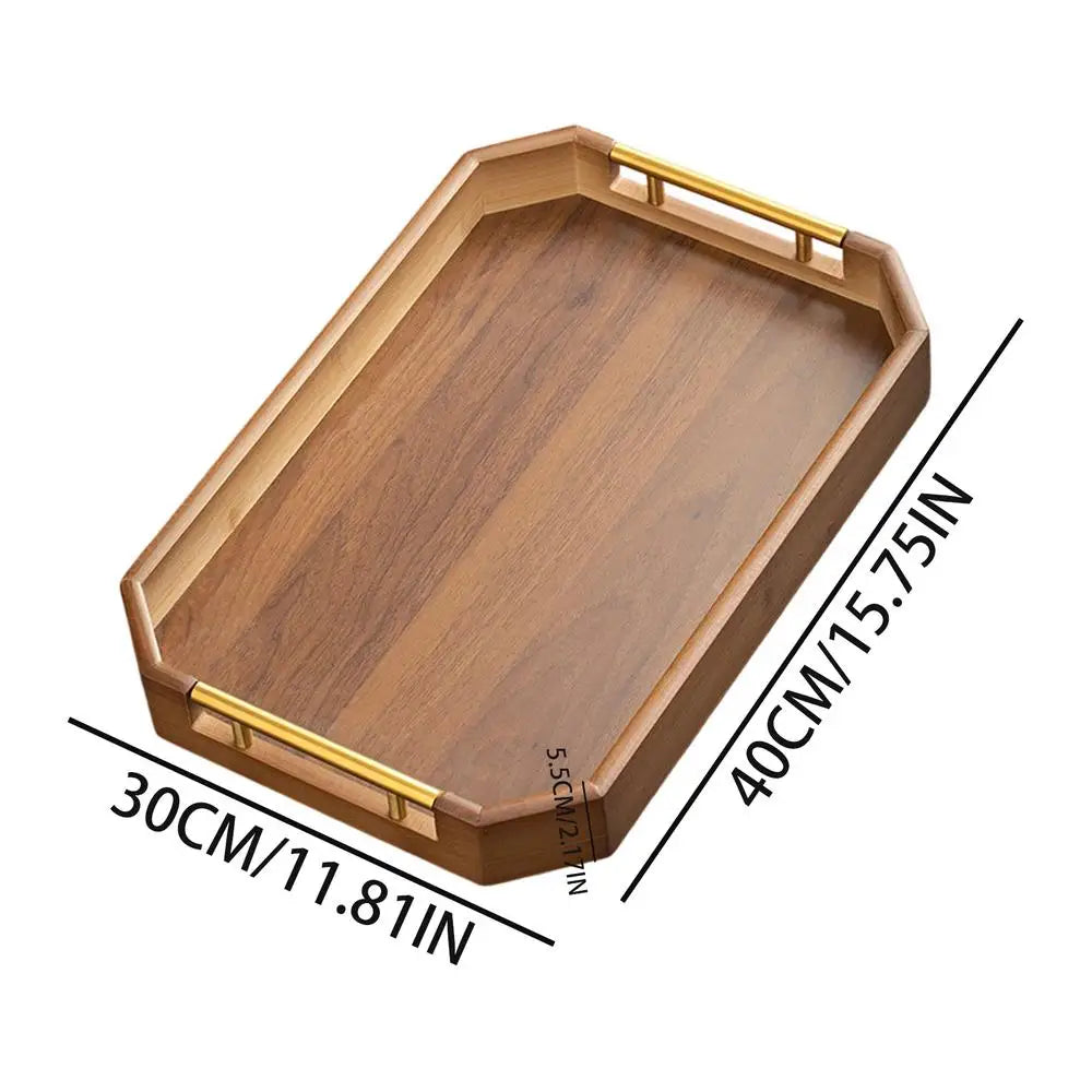 Achteckiges Holz-Serviertablett mit Griffen – Auslaufsicheres Frühstücks-im-Bett-Tablett für Couchtisch, Barwagen & Farmhouse-Deko Kaufschwan®