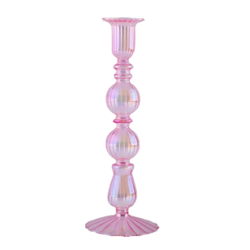 Floriddle Retro Kerzenständer – Hohe Stabkerzenhalter im Glasvasen-Stil für Zuhause, Party & Hochzeitsdekoration