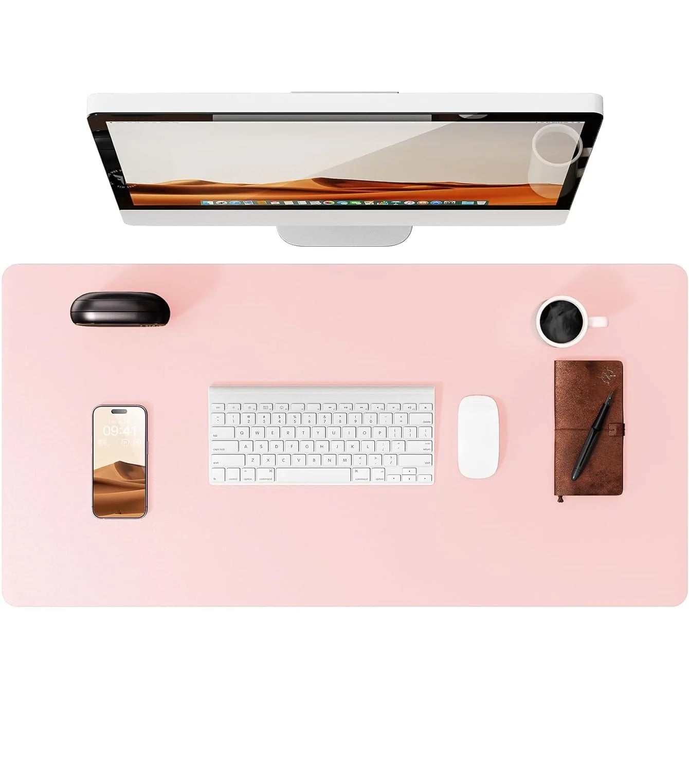 Große PU Leder Schreibtischunterlage – Rutschfeste Office Tischmatte und Laptop Schutzauflage Kaufschwan® Hellrosa 60x35 cm