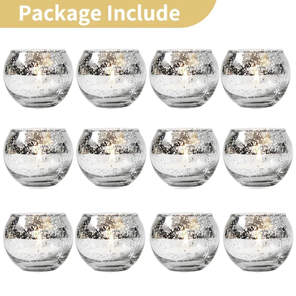 6 / 12 Stück Mercury Glas Teelichthalter – Bunte Kreative Kerzenhalter für Wohndeko, Hochzeit & Party Tischdekoration