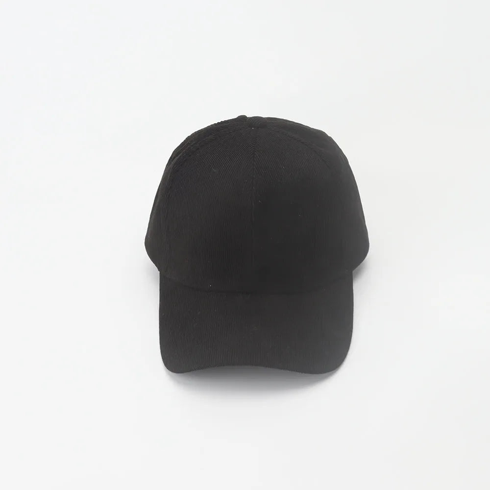 Corduroy Baseballkappe | Damen Retro Einfarbige Baseballcap | Herbst Winter Hüte für Herren & Damen | Unisex Freizeit Gebogener Schirm Kaufschwan® Schwarz 56-58cm