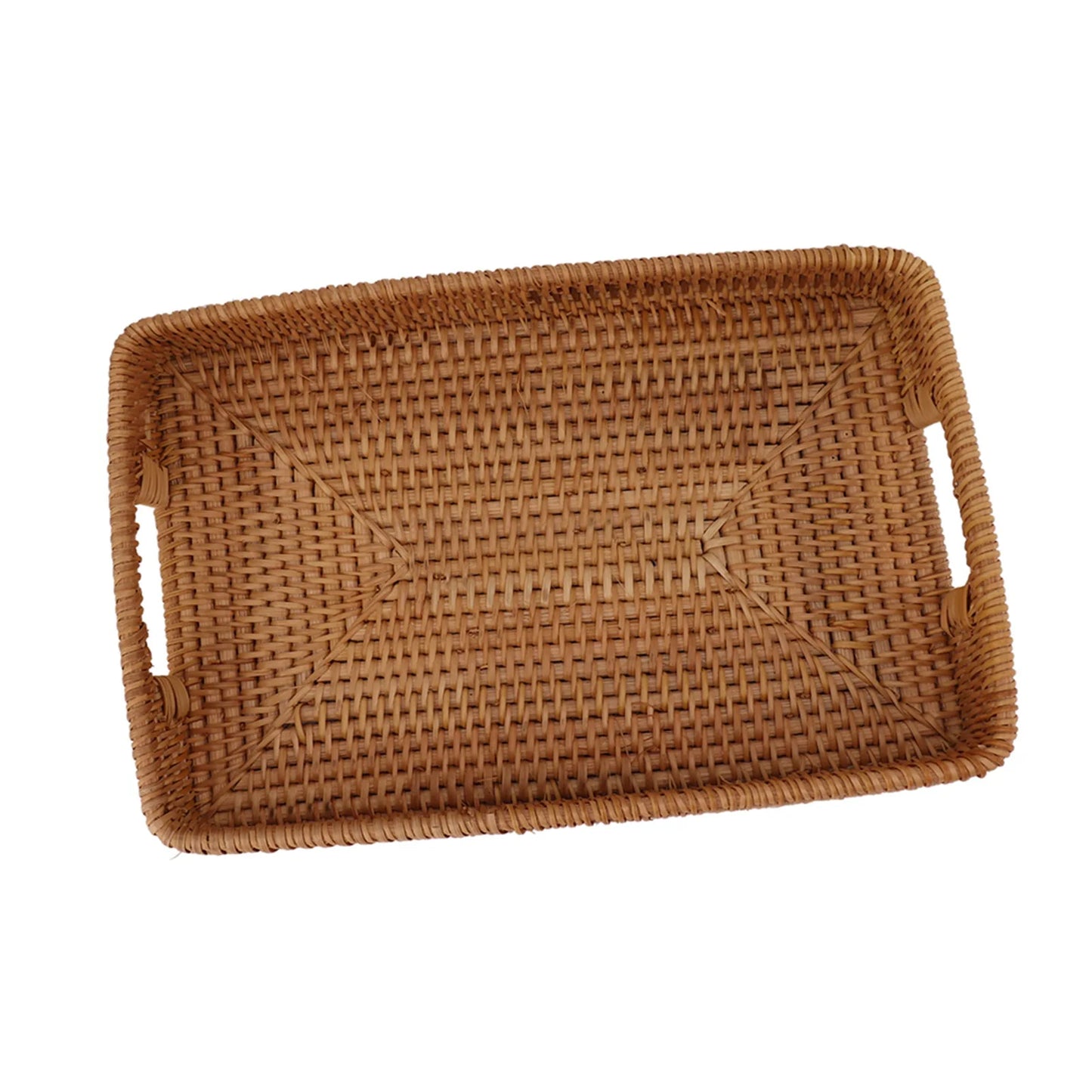 Geflochtenes Rattan Serviertablett – Großes Aufbewahrungs-Tablett im Landhausstil für Obst & Desserts Kaufschwan®