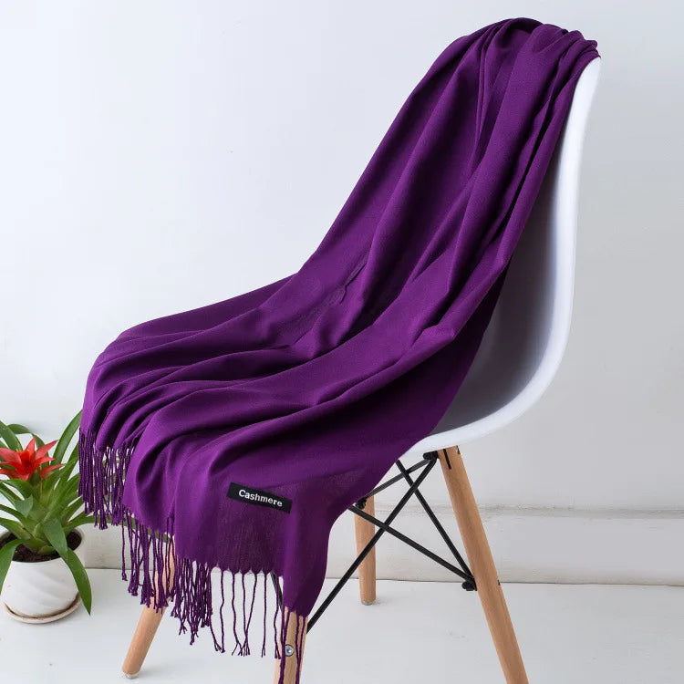 Damen Pashmina Schal | Weich wie Kaschmir | Schal, Reise- & Büro-Accessoire Kaufschwan® Dunkellila 70x200CM