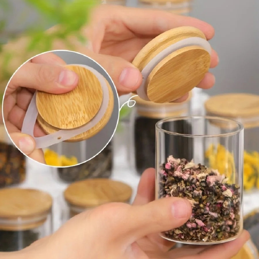 12-teiliges Glas Vorratsdosen Set – Gewürzgläser mit Luftdichtem Deckel | Mini Gläser für Küche, Zucker, Kekse & Reis Kaufschwan®
