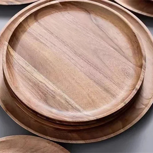15–25cm Rundes Holztablett aus Naturholz – Snack- & Obstplatte | Kuchen-, Dessert- & Nussschale Tischgeschirr Kaufschwan®
