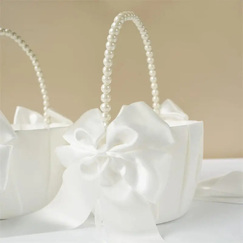 Blumenmädchen Korb mit Perlengriff – Faltbarer Hochzeitskorb für Blüten Kaufschwan®