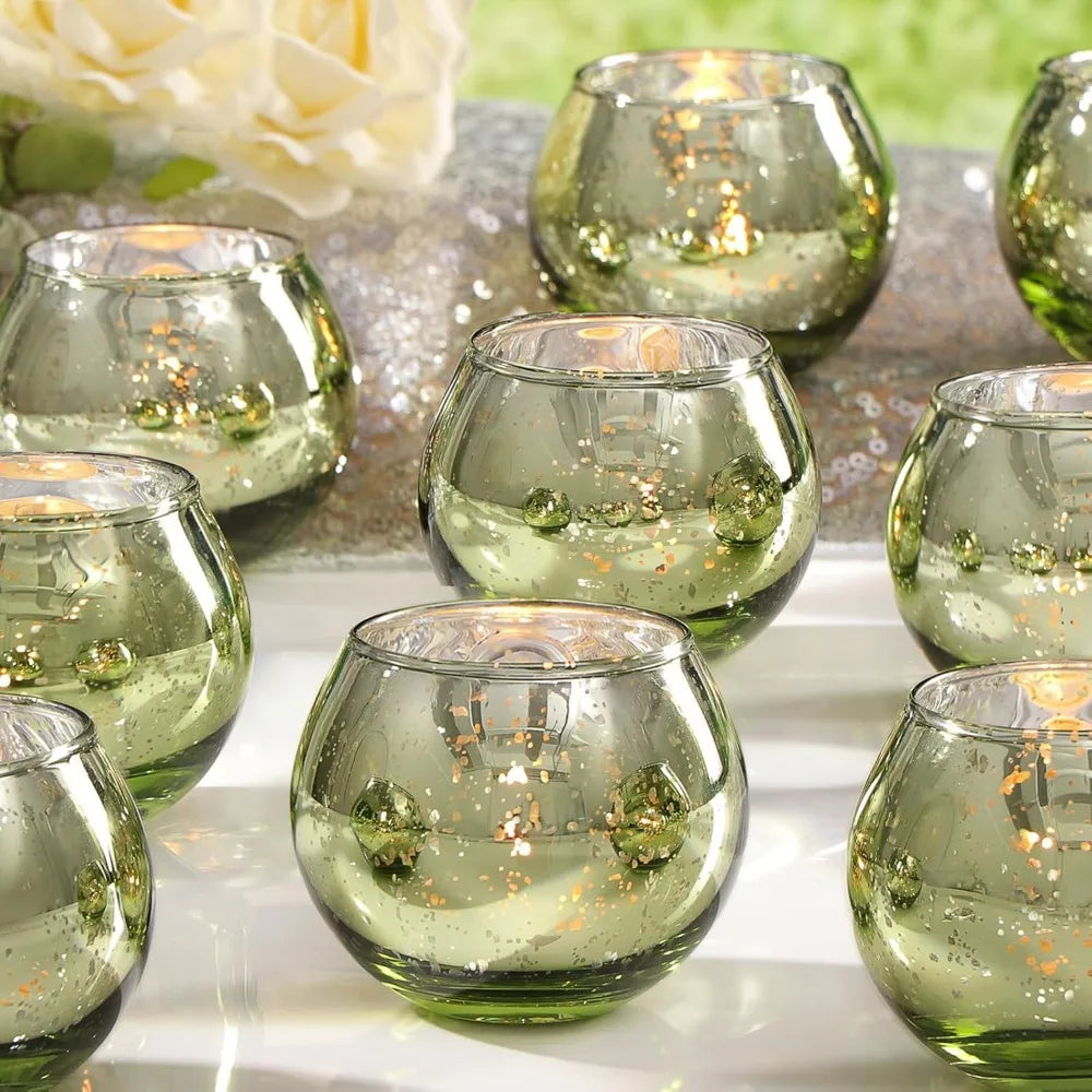 6 / 12 Stück Mercury Glas Teelichthalter – Bunte Kreative Kerzenhalter für Wohndeko, Hochzeit & Party Tischdekoration Kaufschwan®