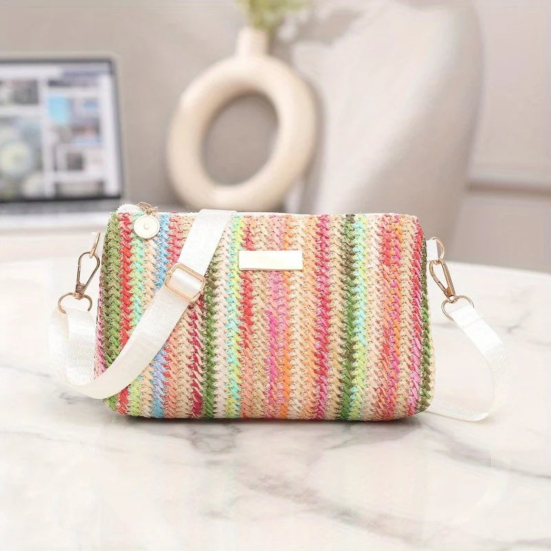 Pastorale Geflochtene Umhängetasche – Retro Bunte Kleine Quadratische Schultertasche für Damen & Mädchen Kaufschwan®