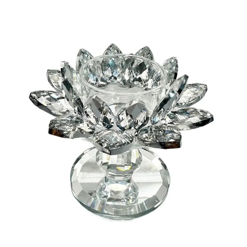 Kristall Lotus Kerzenhalter – Eleganter Klarer Blumen-Teelichthalter mit Flachem Standfuß für Party Dekoration Kaufschwan® S