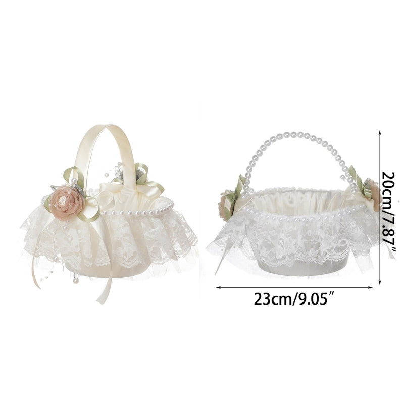Blumenkorb für Blumenmädchen – Spitzenkorb mit Rosen für Hochzeit Kaufschwan®